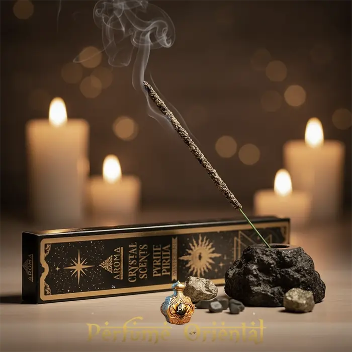 AROMA Incienso Crystal Pirita 25g con Piedra Natural