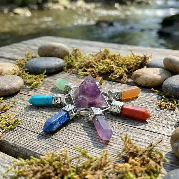 Generador de Energía 7 Chakras con Pirámide de Amatista – Armonización y Equilibrio