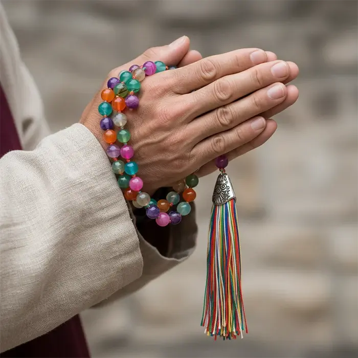 Japa Mala 108 Cuentas Ágata Multi 8 mm – Equilibrio - Image 2