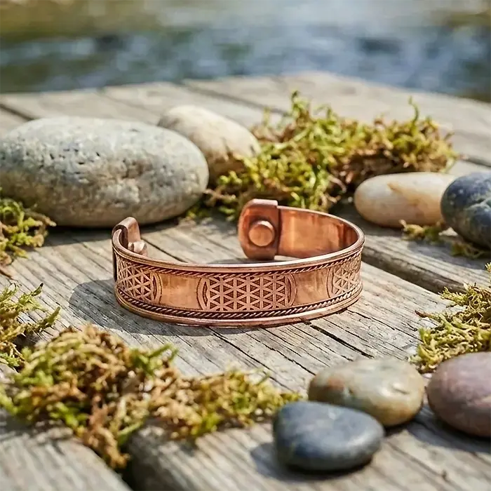Pulsera de Cobre con Imán Flor de la Vida – Armonía y Protección Energética