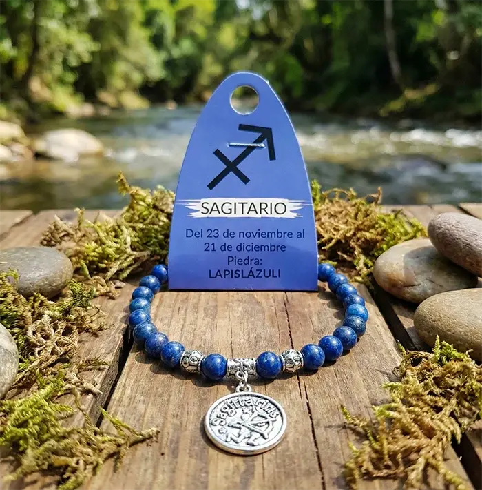 Pulsera Horóscopo Sagitario Piedra Lapislázuli 6 mm – Claridad