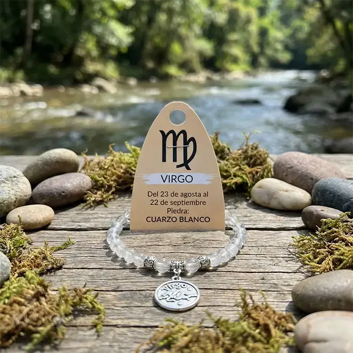 Pulsera Horóscopo Virgo de Cuarzo Blanco – Claridad y Equilibrio Interior
