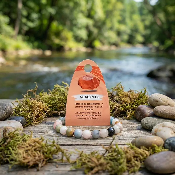 Pulsera Morganita Natural Elástica – Amor Consciente y Armonía Emocional - Image 2